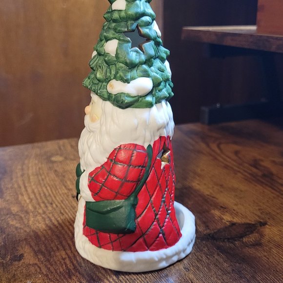 Santa Claus Tree Small Porcelain Candle Holder - Picture 4 of 8
